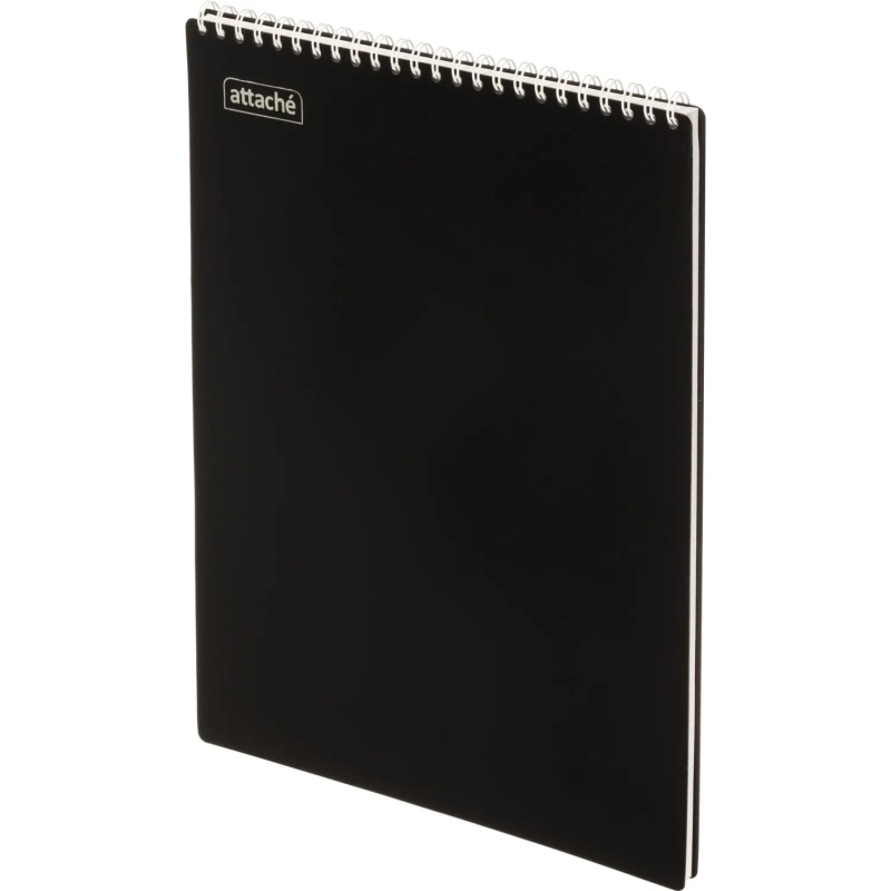 Блокнот А4 80л Attache гребень клетка пластик черн с тиснением