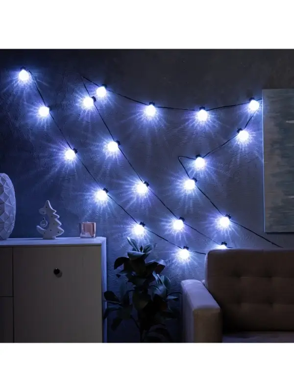 Умная гирлянда &laquo;Нить&raquo; 6 м с насадками &laquo;Пузырьки&raquo;, IP20, тёмная нить, 20 LED, свечение RGB, USB