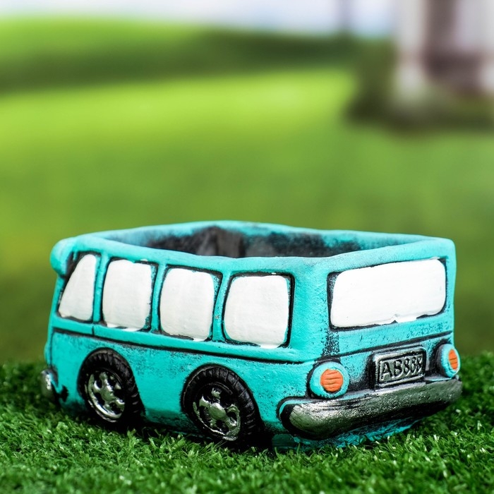 Горшок "Автобус Бон" зеленый, 14х8х7см