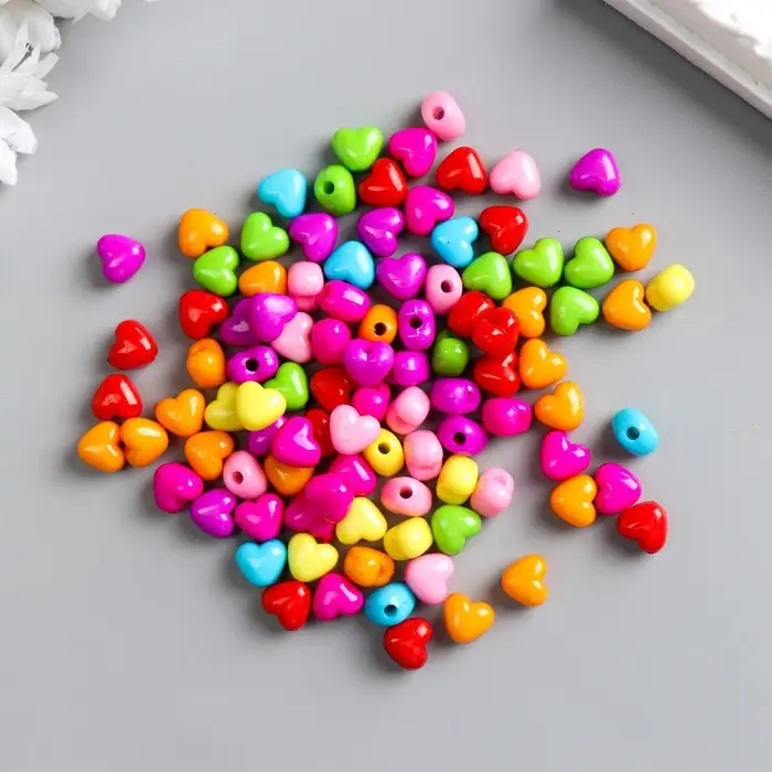 Набор бусин для рукоделия и плетения &laquo;Арт Узор. Сердечко пузатое&raquo;, цветные, 100 шт. 1&times;1.1 см