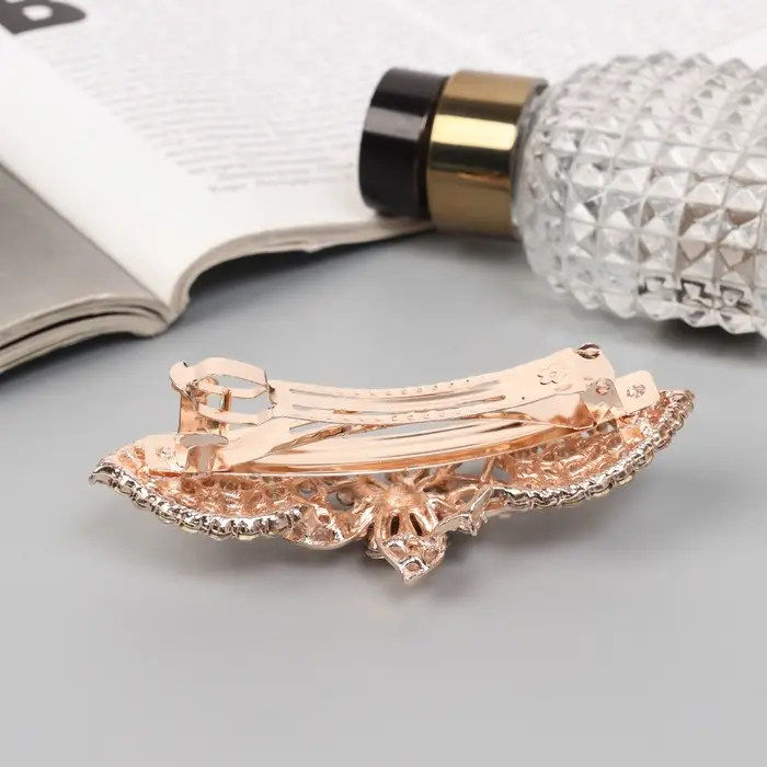 Заколка - автомат для волос QF &laquo;Джулиет галант&raquo;, цветок, 9 см, золото