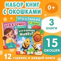 Картонные книги с окошками &laquo;Что внутри?&raquo;, набор 3 шт. по 12 стр.