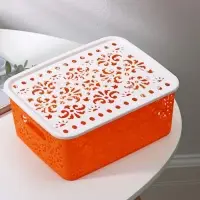 Контейнер для хранения с крышкой «Узор», пластик, 22×17×9,5 см, цвет МИКС