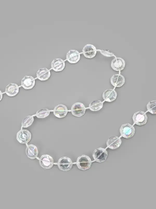 Бусы на нитях, с голографией, 10 мм, 9&plusmn;1 м, прозрачные