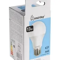 Лампа светодиодная Smartbuy, E27, A60, 13 Вт, 6000К, свечение холодное белое