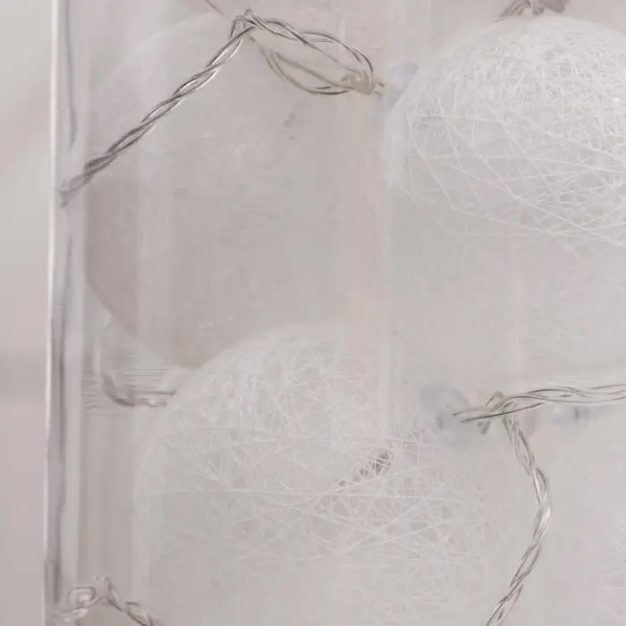 Гирлянда &laquo;Нить&raquo; 5 м с насадками &laquo;Клубки белоснежные&raquo;, IP20, прозрачная нить, 20 LED, свечение белое, 220 В