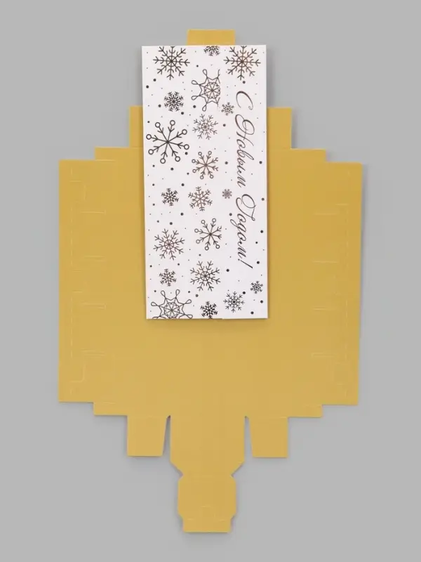 Коробка под 5 конфет &laquo;Золотые снежинки&raquo;, с обечайкой, с окном, 21&times;5&times;3.3 см