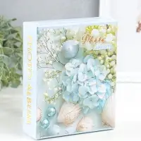 Фотоальбом на 40 фото 10х15 см "Голубая гортензия и ракушки" в коробке 4,5х14х17 см