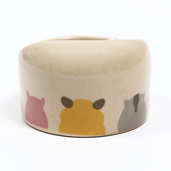 Миска керамическая Миска керамическая "Хомячок" 65мл, 6,3 х 4,5 см, бежевая с принтом