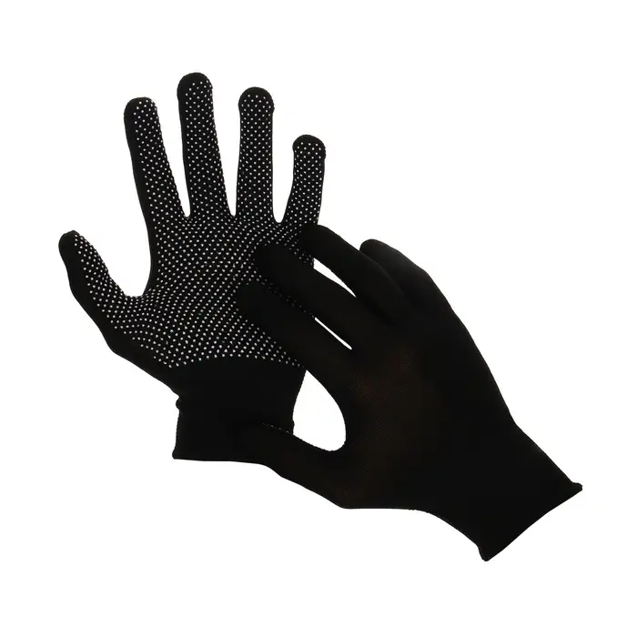 Перчатки садовые, х/б, с нейлоновой нитью, с ПВХ точками, размер 9, чёрные, Greengo Перчатки садовые, х/б, с нейлоновой нитью, с ПВХ точками, размер 9, чёрные, Greengo