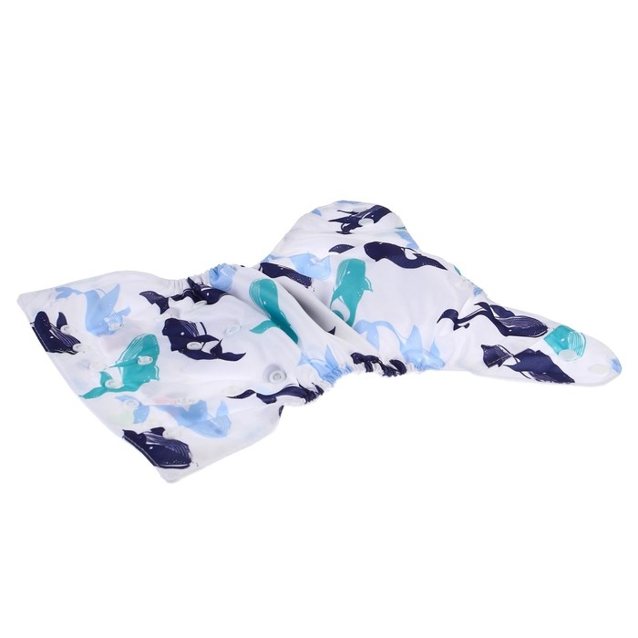 Трусики-подгузник, многоразовый, с 3-х слойным вкладышем «Киты», Крошка Я