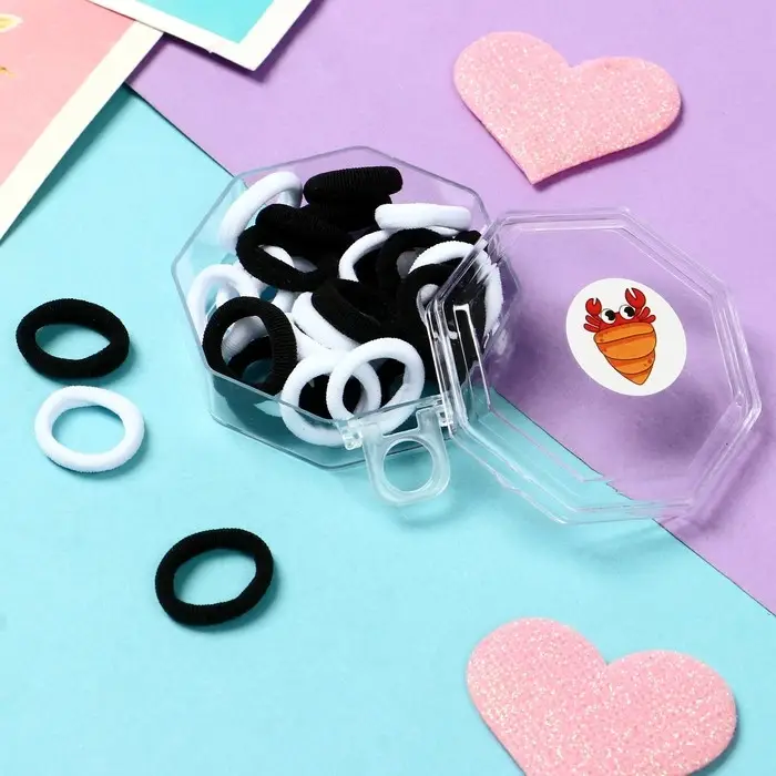 Резинки для волос  Резинки для волос "Махрушка океан" (набор 30 шт) 1,5 см, чёрный белый