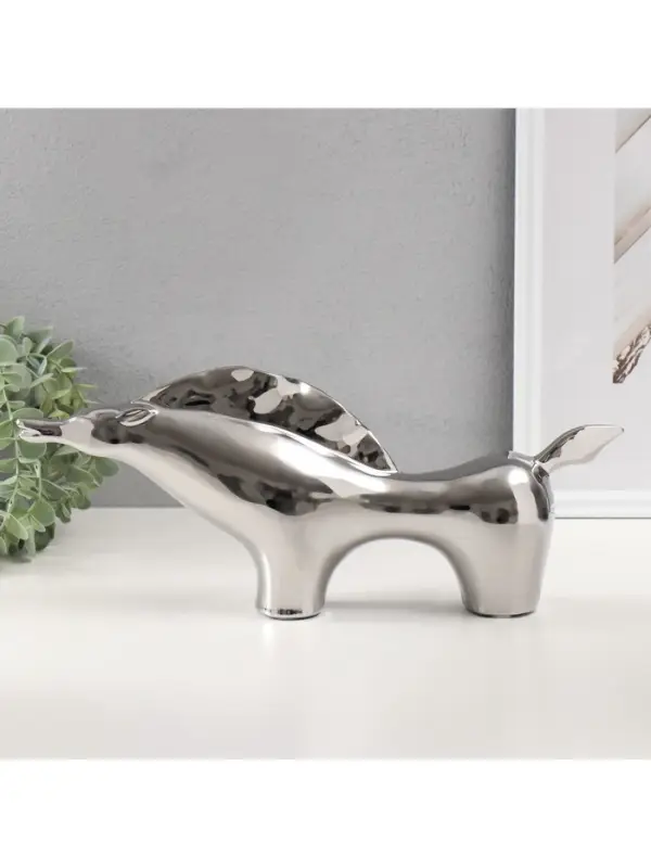 Фигурка керамика &laquo;Целеустремленный конь&raquo;, серебро, 7&times;39.5&times;17 см