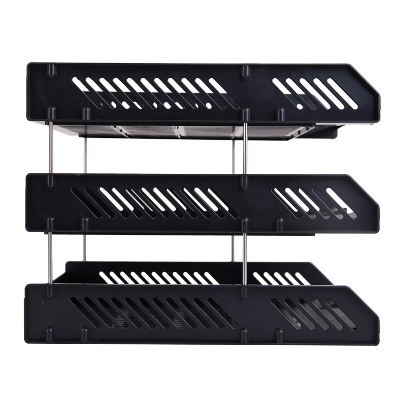 Лоток горизонтальный для бумаг Deli E9209 набор 3шт на металл.стерж черный