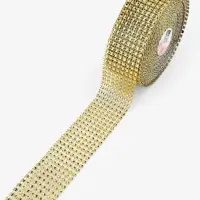 Лента с имитацией страз, 4 см, 9&plusmn;1 м, цвет золотой