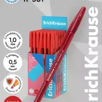Ручка шариковая ErichKrause R-301 Stick Original, узел 1мм, красная