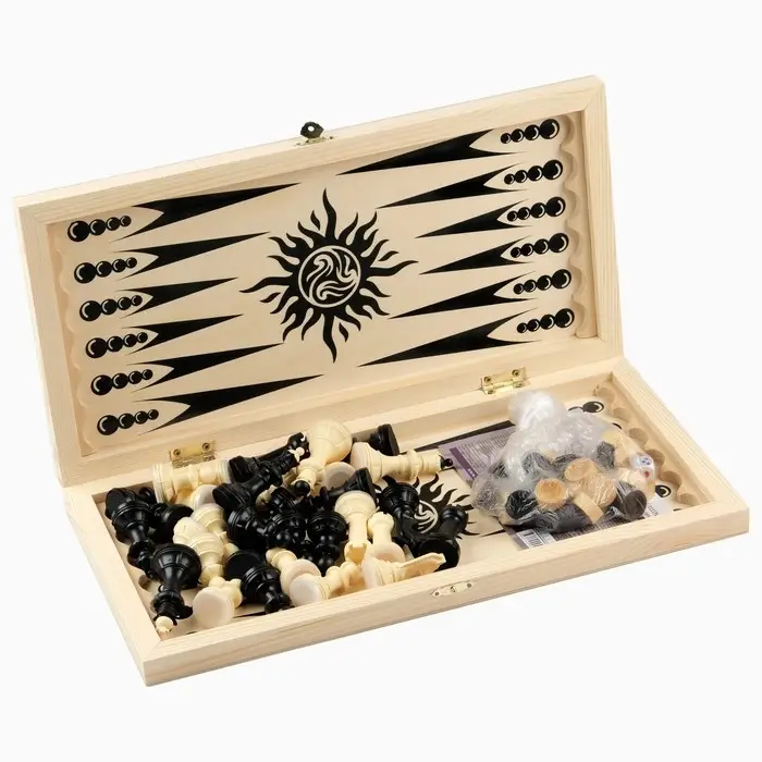 Настольные игры 3 в 1: нарды, шахматы, шашки, деревянные, большие, 40 х 40 см Настольные игры 3 в 1: нарды, шахматы, шашки, деревянные, большие, 40 х 40 см