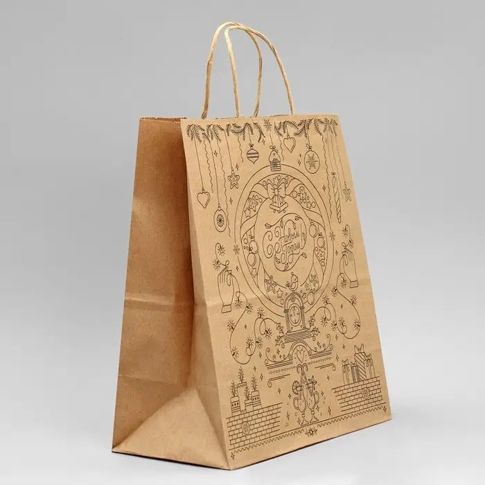 Пакет подарочный новогодний крафтовый «С Новым годом», 24 х 28 х 14 см Пакет подарочный новогодний крафтовый «С Новым годом», 24 х 28 х 14 см