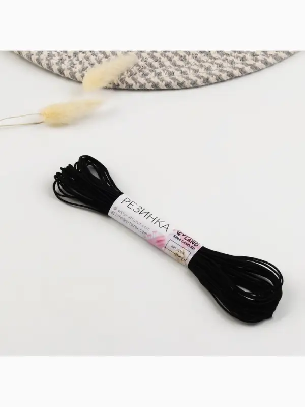 Резинка шляпная, 1 мм, 10±0.5 м, чёрная Резинка шляпная, 1 мм, 10±0.5 м, чёрная