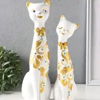 Набор фигур 2 шт. керамика &laquo;Love - коты&raquo;, со стразами, 26 см, белый