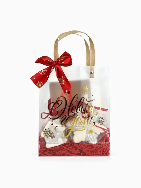 Подарочный пакет с наполнителем,лентой и гирляндой, 20 × 8 × 25 см Подарочный пакет с наполнителем,лентой и гирляндой, 20 × 8 × 25 см