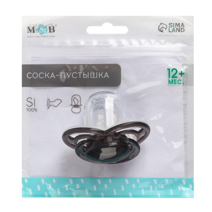 Соска - пустышка силиконовая ортодонтическая, от 12 мес., с колпачком, цвет черный Соска - пустышка силиконовая ортодонтическая, от 12 мес., с колпачком, цвет черный