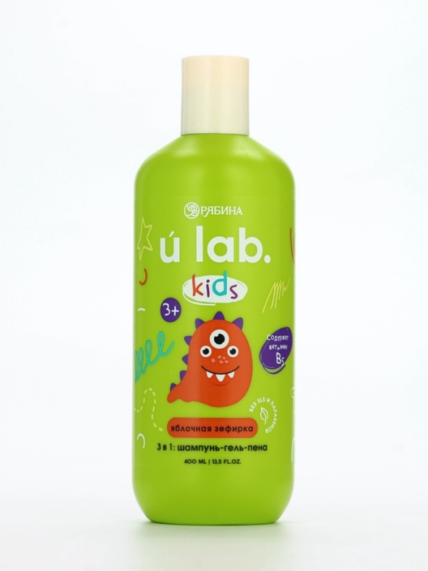 Детский шампунь-гель-пена 3в1 «Монстрики», 400 мл, аромат сладкая яблочная зефирка, ULAB Детский шампунь-гель-пена 3в1 «Монстрики», 400 мл, аромат сладкая яблочная зефирка, ULAB
