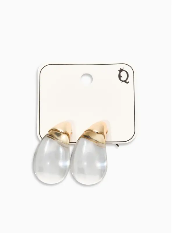 Серьги Серьги "Капли Бо", цвет прозрачный белый в золоте