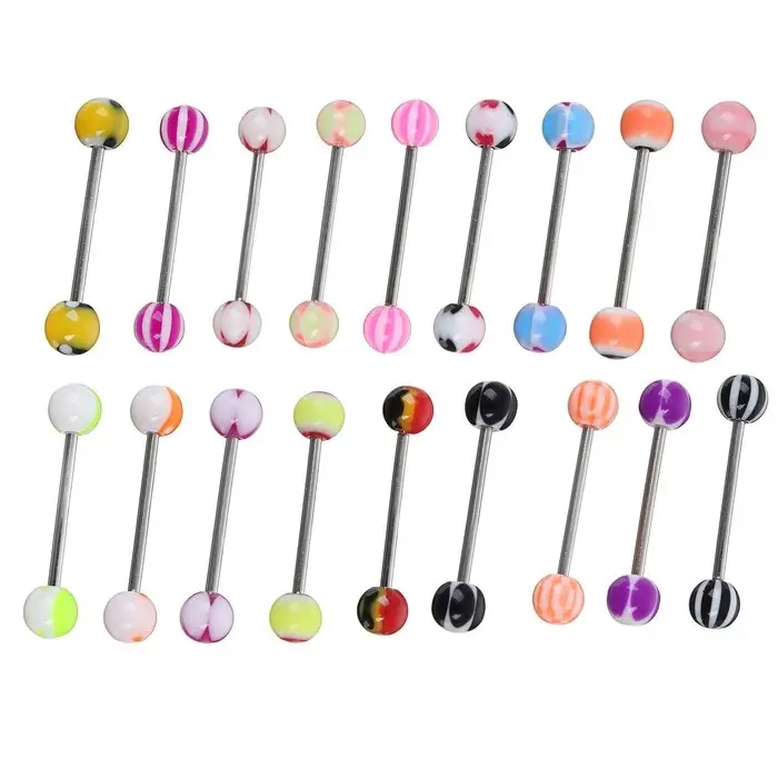 Пирсинг в язык «Леденцы» штанга, L=1.9 см, МИКС, фас 10 шт.
