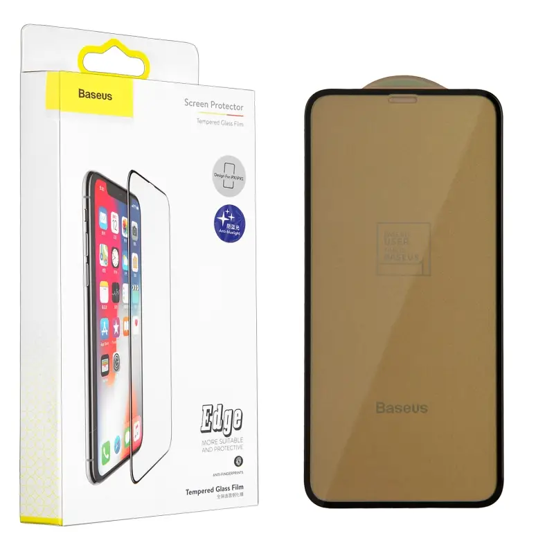 Защитное стекло iPh XS 3D Anti-blue Baseus черное