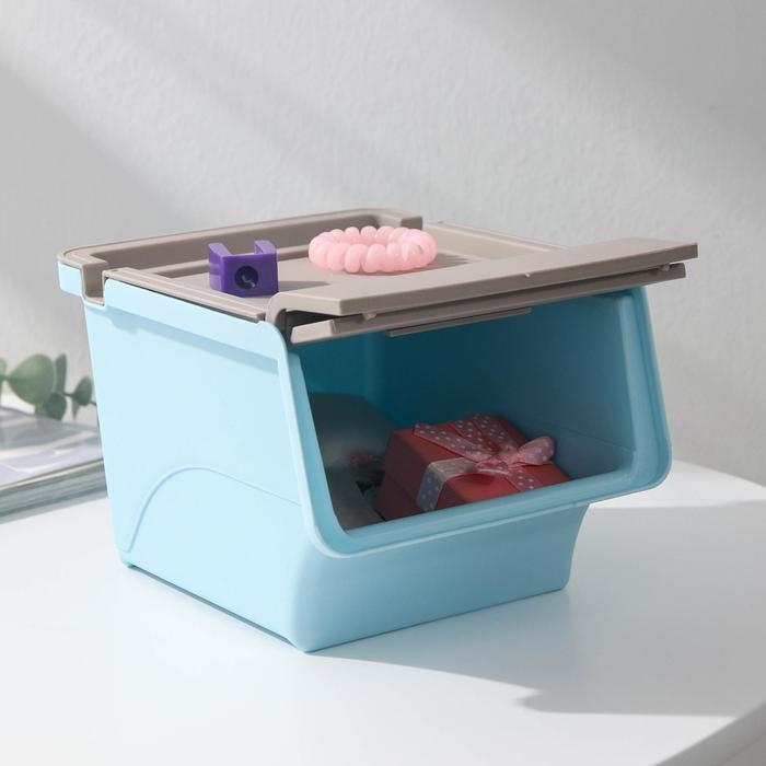 Контейнер пластиковый для хранения с крышкой-полкой, 17×11×11 см, цвет МИКС
