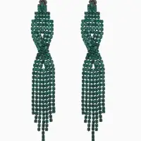 Серьги висячие со стразами &laquo;Маскарад&raquo;, икс, зелёные, 9 см