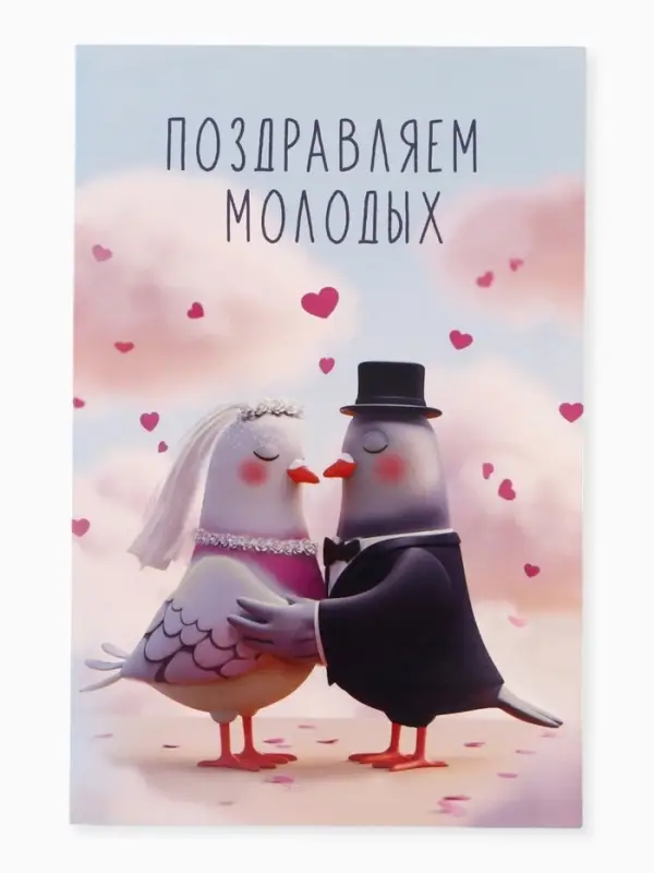 Открытка поздравительная с карманом для денег &laquo;Свадьба&raquo;, голуби, 19&times;29 см