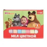 Мелки цветные школьные, набор 9 шт. «Маша и медведь», прямоугольные Мелки цветные школьные, набор 9 шт. «Маша и медведь», прямоугольные