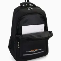 Рюкзак молодёжный, со светоотражающей полосой, 2 отдела, 4 кармана, 37&times;17&times;54 см, чёрный