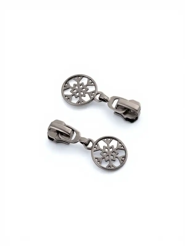 Бегунок для металлической молнии, №5, &laquo;Снежинка&raquo;, 10 шт., цвет чёрный никель