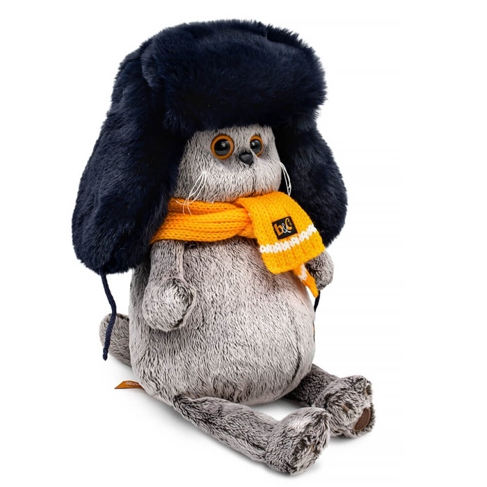 Мягкая игрушка «Кот Басик», в меховой шапке и шарфе, 22 см Мягкая игрушка «Кот Басик», в меховой шапке и шарфе, 22 см