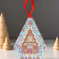 Шкатулка подарочная &laquo;Пряничный домик подвесной&raquo;, металл фигурная, 13.5&times;10&times;4 см