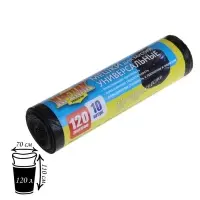 Мешки для мусора, 120 л, ПНД, 15 мкм, 70&times;110 см, 10 шт., цвет чёрный