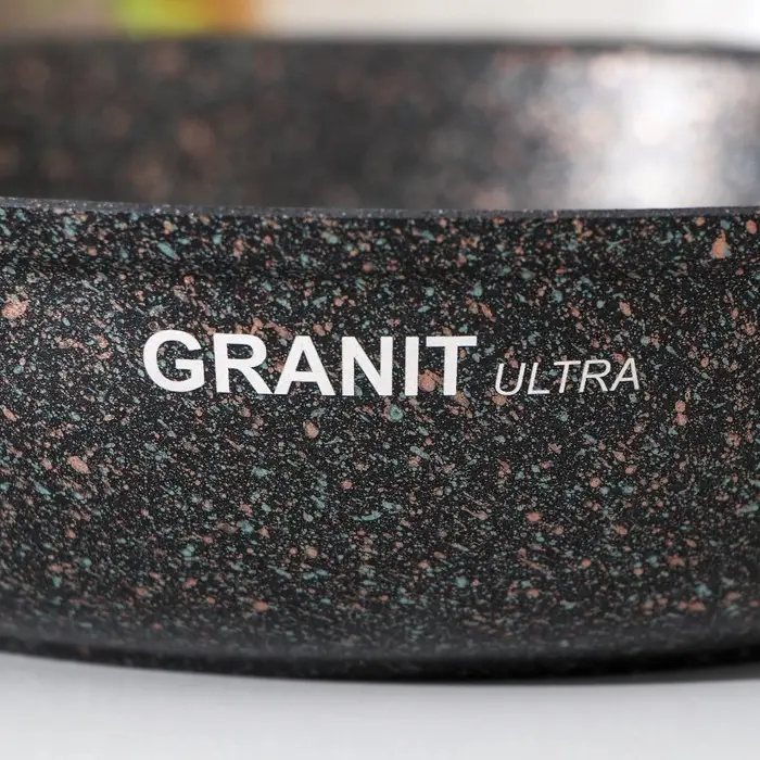 Сковорода KUKMARA Granit ultra original, d=24 см, съёмная ручка, антипригарное покрытие, литой алюминий, чёрная