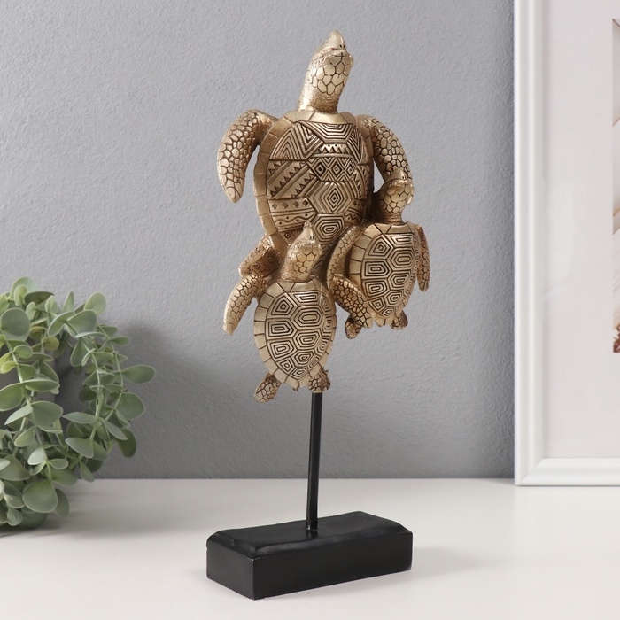 Сувенир полистоун "Морская черепаха с малышами" геометрические узоры 14,4х6х29,8 см