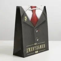 Пакет подарочный ламинированный, упаковка, &laquo;Джентльмен&raquo;, ML 21&times;25&times;8 см