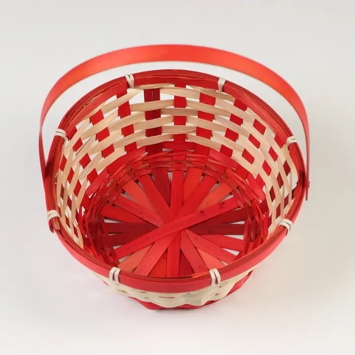 Корзина плетёная, бамбук, 21&times;21&times;10/24 см, красная