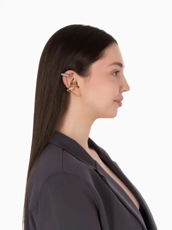 Серьги &laquo;Каффы&raquo;, набор 2 шт. бублики, цвет серебро с золотом