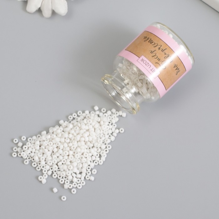 Бисер круглый 12/0 в бутылочке  Бисер круглый 12/0 в бутылочке "Белый перламутр" 2х20 гр набор 2 шт