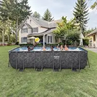Бассейн каркасный Power Steel, 549&times;274&times;132 см, фильтр-насос, лестница, тент, прямоугольный, 561KA Bestway