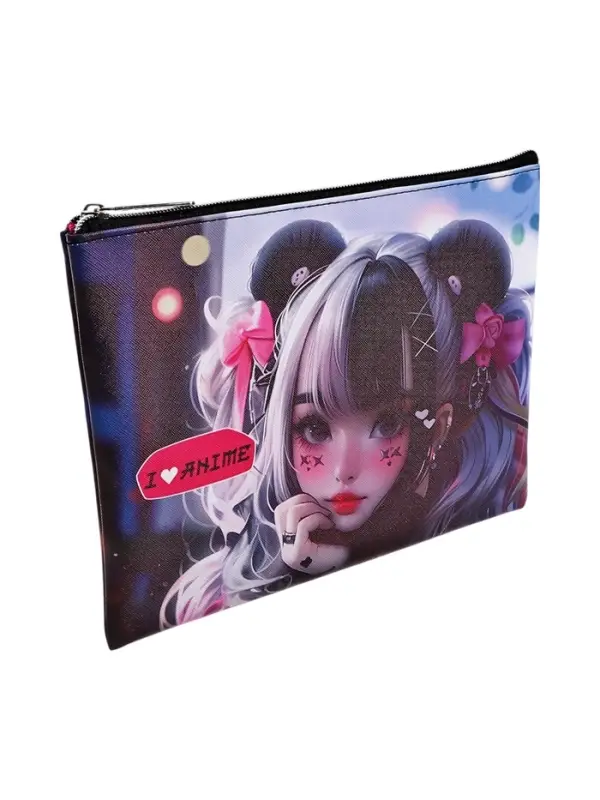 Папка для тетрадей А5, 205&times;270 мм, deVENTE I Love Anime, молния сверху, плоская, для девочки