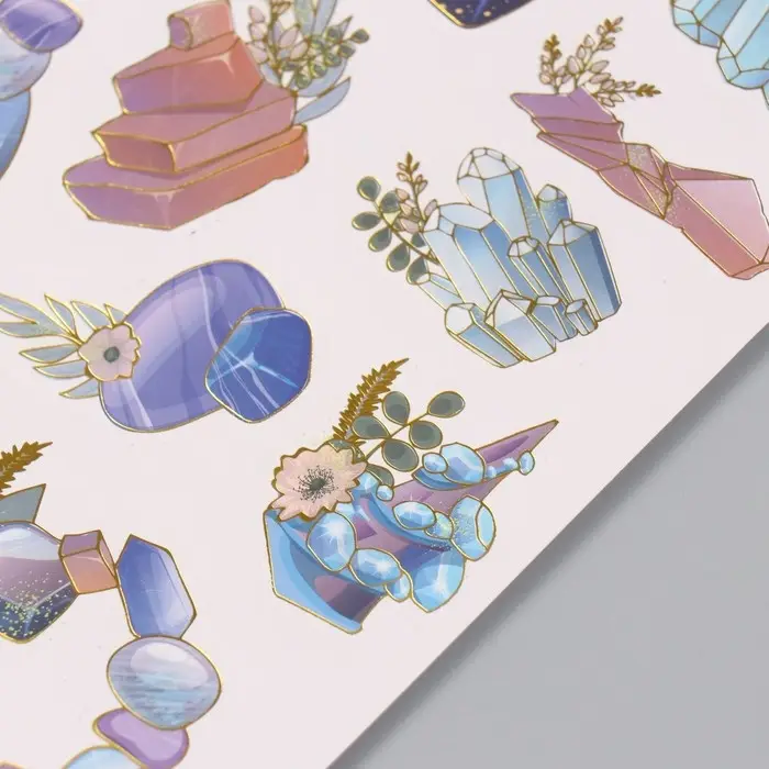 Наклейки бумага "Кристаллы" набор 2 листа 20х15 см