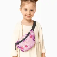 Сумка поясная детская для девочки на молнии, розовая