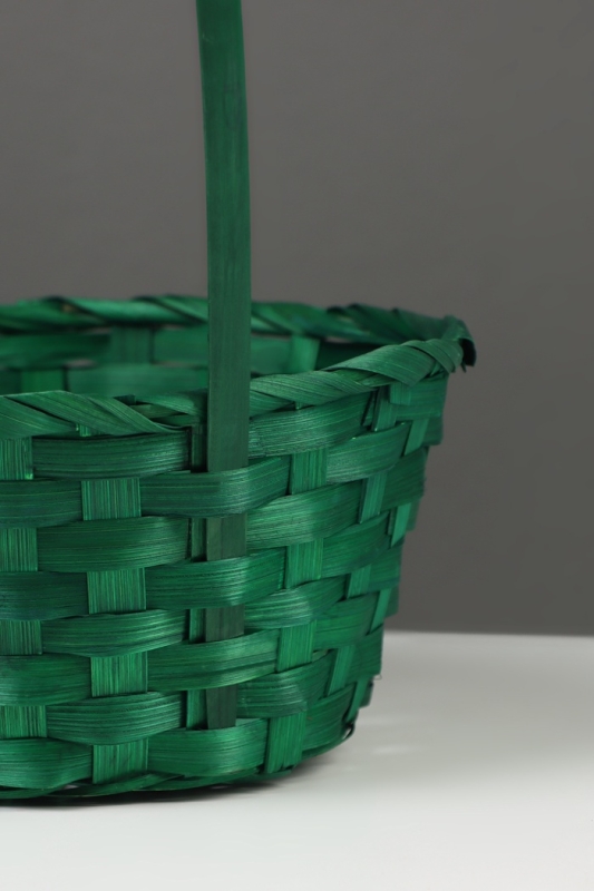 Корзина плетёная, 20×20×9 см, ручка h=25 см, бамбук, зелёная